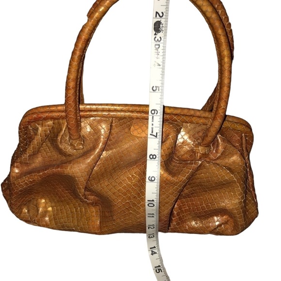 FRANCESCO BIASIA Cooper/Tan Reptile Embossed Handbag W/ Zipper Pocket In… - Picture 9 of 15